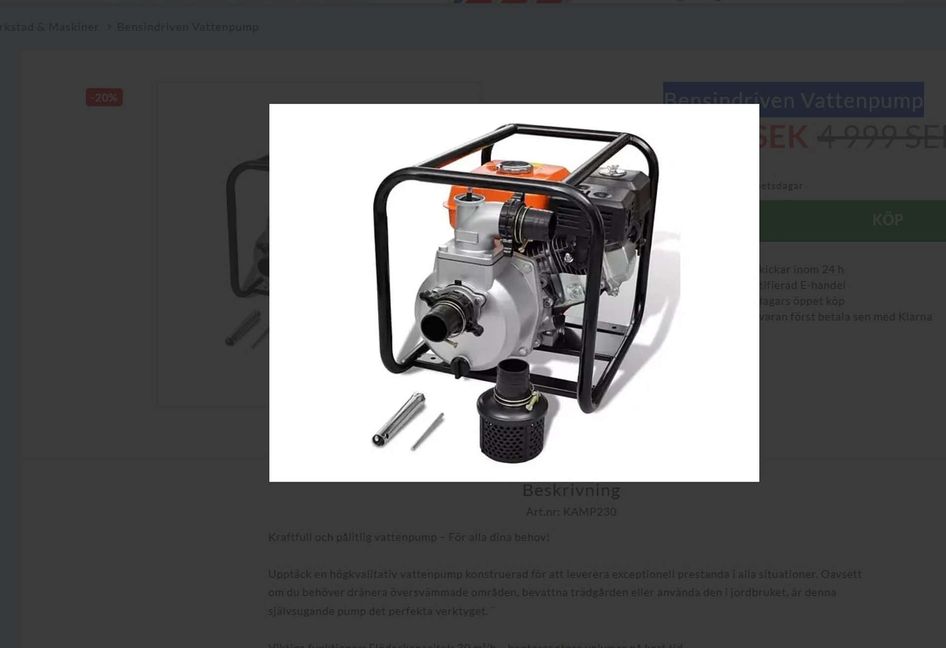 Bensindriven Vattenpump