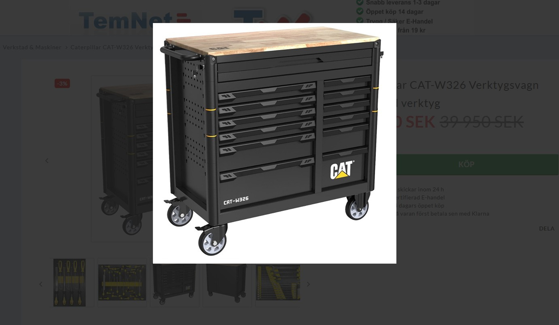 Caterpillar CAT-W326 Verktygsvagn fylld med verktyg
