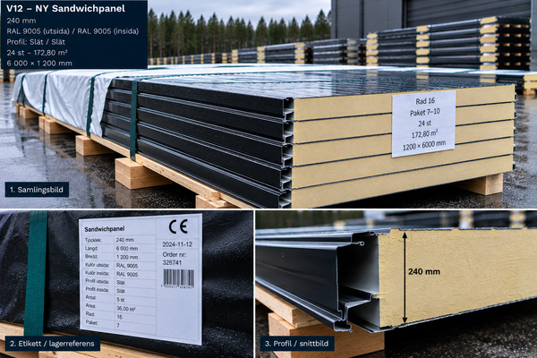 V12 – NY Sandwichpanel 201 m² 240mm RAL9005/9005