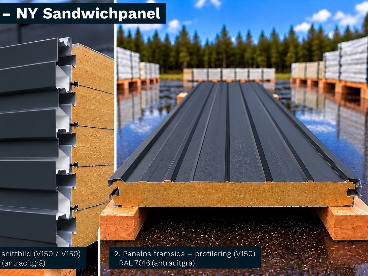 V26 – NY Sandwichpanel 226 m², 150 mm, RAL 7016/7040